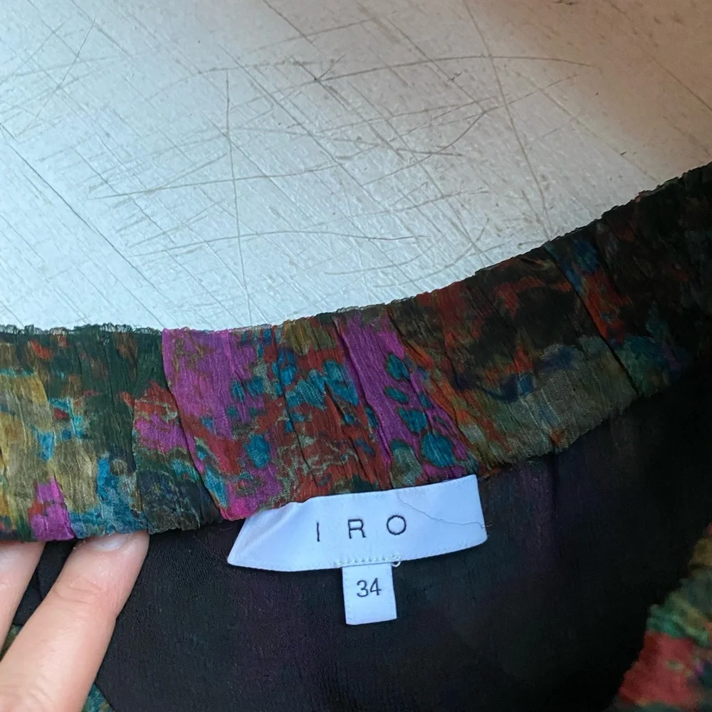 IRO multi colored skirt with ruffled hem size 34 - Picture 2 of 5